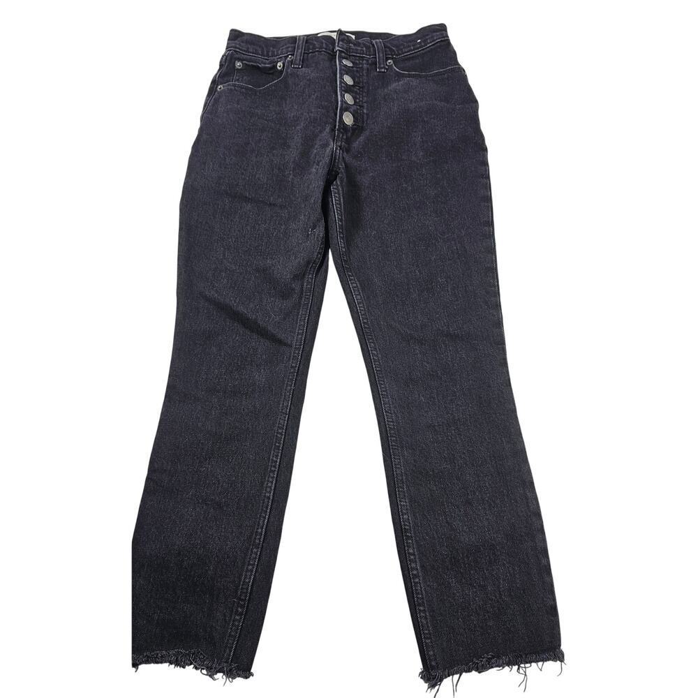 Abercrombie High rise skinny jeans black wash RAW HEM CUT OFF 26 2 SHORT 2S